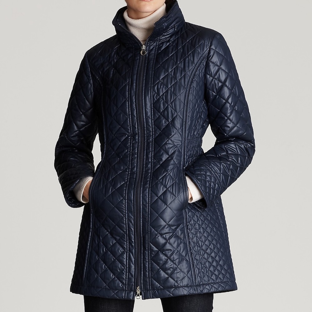 Laundry by Shelli Segal Quilted Navy Coat